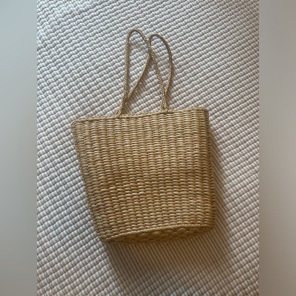 Old Navy Braided Rattan Tan Woven Tote Bag